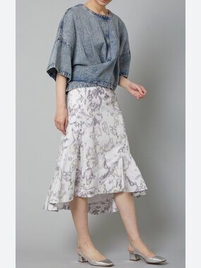 Phillip Lim a-line ruffled cotton midi skirt size 6 excellent condition